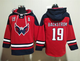 Washington Capitals #19 Nicklas Backstrom Red All Stitched Hooded Sweatshirt