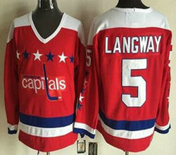Washington Capitals #5 Rod Langway Classic Red Throwback Authentic Stitched NHL jersey