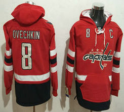 Washington Capitals #8 Alex Ovechkin Red Authentic Stitched Hoodies Hockey