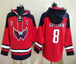 Washington Capitals #8 Alex Ovechkin Red NHL Stitched Pullover Hoodie