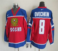Russian #8 Alex Ovechkin Red Authentic Stitched NHL jerseys
