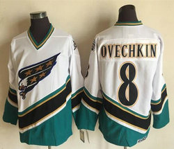 Washington Capitals #8 Alex Ovechkin White Green Throwback Authentic Stitched NHL jersey