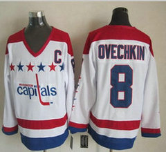 Washington Capitals #8 Alex Ovechkin White Throwback Authentic Stitched NHL jersey