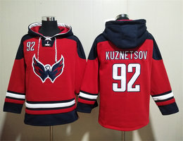 Washington Capitals #92 Evgeny Kuznetsov Red All Stitched Hooded Sweatshirt