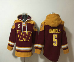 Washington Commanders #5 Jayden Daniels NFL Stitched Pullover Hoodie