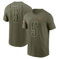 Washington Commanders #5 Jayden Daniels Olive 2025 Salute To Service T-Shirt