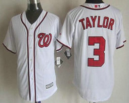 Washington Nationals #3 Michael Taylor White Game Authentic Stitched MLB Jersey