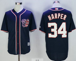 Washington Nationals #34 Bryce Harper Blue Game Authentic Stitched MLB Jersey