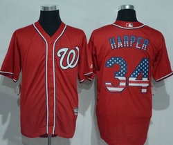 Washington Nationals #34 Bryce Harper Red USA Flag Authentic Stitched MLB jersey