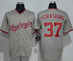 Washington Nationals #37 Stephen Strasburg Grey Game Authentic Stitched MLB jersey
