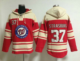 Washington Nationals #37 Stephen Strasburg Red Hooded Jersey