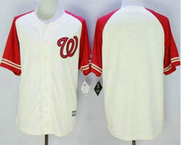 Washington Nationals Blank Cream Red Exclusive Game Authentic Stitched MLB Jersey