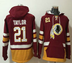 Washington Redskins #21 Sean Taylor Red All Stitched Hooded Sweatshirt