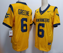 West Virginia Mountaineers #6 Garrett Greene Gold Stitched NCAA Jersey