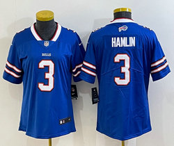Women's Nike Buffalo Bills #3 Damar Hamlin Blue Vapor Untouchable Authentic Stitched NFL Jersey
