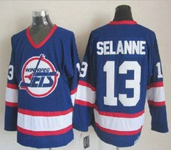 Winnipeg Jets #13 Teemu Selanne Blue CCM Throwback Authentic Stitched NHL Jersey