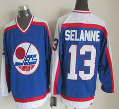 Winnipeg Jets #13 Teemu Selanne Blue CCM Vintage Throwback Authentic Stitched NHL jersey
