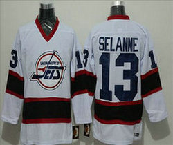Winnipeg Jets #13 Teemu Selanne White CCM Throwback Authentic Stitched NHL Jersey