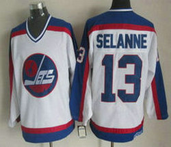 Winnipeg Jets #13 Teemu Selanne White CCM Vintage Throwback Authentic Stitched NHL jersey