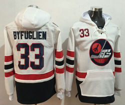 Winnipeg Jets #33 Dustin Byfuglien White Authentic Stitched Hoodies Hockey