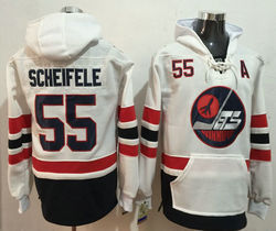 Winnipeg Jets #55 Mark Scheifele White Authentic Stitched Hoodies Hockey