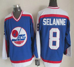Winnipeg Jets #8 Teemu Selanne Blue White CCM Vintage Throwback Authentic Stitched NHL jersey