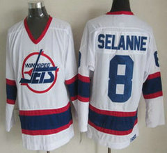 Winnipeg Jets #8 Teemu Selanne White CCM Vintage Throwback Authentic Stitched NHL jersey