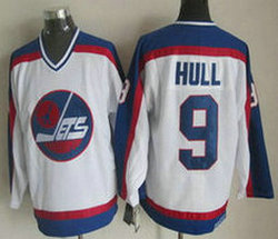 Winnipeg Jets #9 Bobby Hull White CCM Vintage Throwback Authentic Stitched NHL jersey