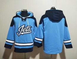 Winnipeg Jets Blank Blue All Stitched Hooded Sweatshirt