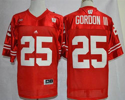 Wisconsin Badgers #25 Melvin Gordon III Red Big Ten Stitched NCAA Jersey