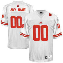 Wisconsin Badgers Customized College Football White Authentic Stitched NCAA Jersey