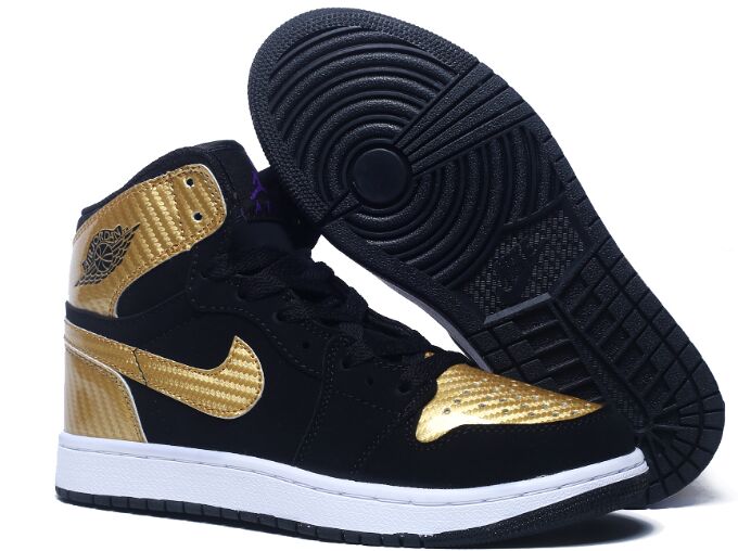 Women's Air Jordan 1(I) Gold Black Basketball shoes size 36-40