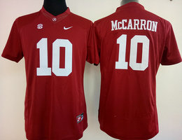 Women's Alabama Crimson Tide #10 AJ McCarron Red Authentic Stitched College Football Jersey