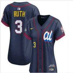 Women's American League #3 Babe Ruth Navy 2025 All-Star Baseball Jersey