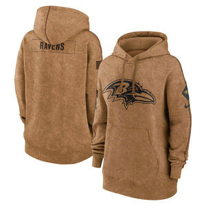Women's Baltimore Ravens 2023 Camo Salute To Service Pullove Hoodie