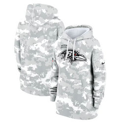 Women's Baltimore Ravens 2024 Camo Salute To Service Pullove Hoodie