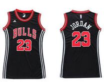 Women's Chicago Bulls #23 Michael Jordan Black Authentic NBA Dress