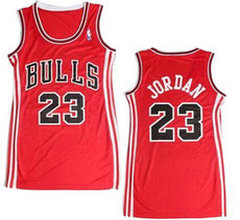 Women's Chicago Bulls #23 Michael Jordan Red Authentic NBA Dress