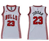 Women's Chicago Bulls #23 Michael Jordan White Authentic NBA Dress