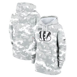 Women's Cincinnati Bengals 2024 Camo Salute To Service Pullove Hoodie