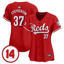 Women's Cincinnati Reds #37 Tyler Stephenson Red MLB jersey