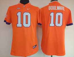 Women's Clemson Tigers #10 Ben Boulware Orange Authentic Stitched College Football Jersey