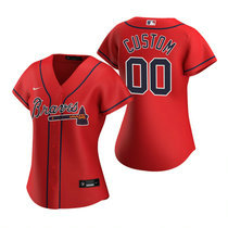 Women's Custom Nike Atlanta Braves Any Name Red Authentic Stitched MLB Jersey