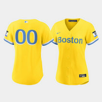 Women's Custom Nike Boston Red Sox Any Name Gold Light Blue 2021 City Authentic stitched MLB jersey