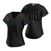 Women's Custom Nike Miami Marlins Black Game Authentic Stitched MLB Jersey