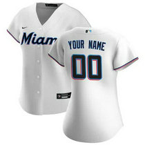 Women's Custom Nike Miami Marlins White Game Authentic Stitched MLB Jersey