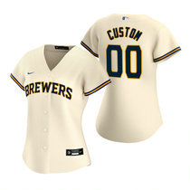 Women's Custom Nike Milwaukee Brewers Cream Game Authentic Stitched MLB Jersey