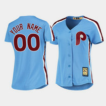 Women's Custom Nike Philadelphia Phillies Light Blue Cooperstown Collection Game Authentic Stitched MLB Jersey