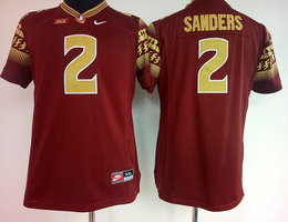 Women's Florida State Seminoles #2 Deion Sanders Red College Stitched NCAA Jersey