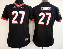 Women's Georgia Bulldogs #27 Nick Chubb Black Authentic Stitched College Football Jersey